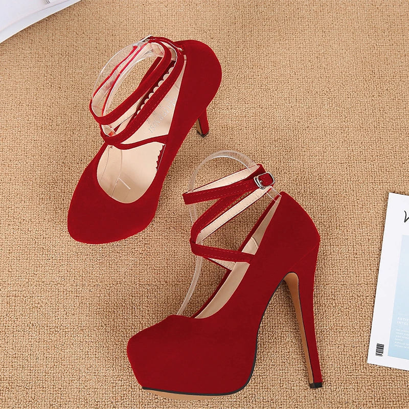 Summer New European American Fashion Cross Ankle Strap High Heels For Women Night Club Party Dress Shoes Comfortable Elegant