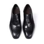 Men's Genuine Leather Oxfords Fashion Pointed Toe Wedding Party Dress Shoes Luxury Lace-Up Office Career Formal