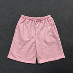 Summer new pink casual shorts straight through loose shorts printed round neck T-shirt set