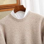 Autumn And Winter 100% Pure Wool Men's Round Neck Thick Solid Color Sweater Business Casual Knitting Bottoming Shirt