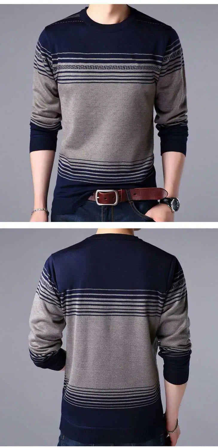 Autumn Winter KPOP Fashion Harajuku Sweater Man All Match Thick Knitting Tops Men Loose Casual Long Sleeve Pullover Y2K T-shirts