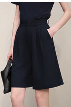 Amii Women's Shorts 2026 Summer New Commuter Versatile Pleated Loose Pants Women's Wide-leg Casual Five-point Pants 12622017
