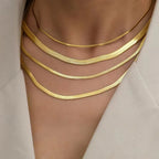 SUNIBI Stainless Steel Snake Chain Necklace for Woman Gifts Choker Herringbone Gold Color Necklaces Women Jewelry Wholesale