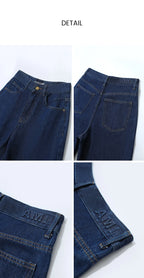 Amii Women's Jeans 2026 Autumn New Casual Letter Embossed Cotton Denim Trousers Women's Retro Versatile Straight Pants 12641115