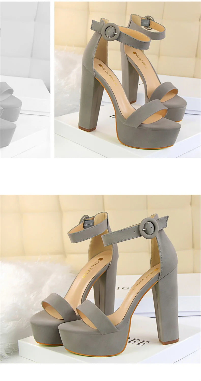 Brand Elegant Sandals Women High Heels Pumps Super High Heel 13cm Women'S Banquet Sandals Waterproof Platform Toe Sandals
