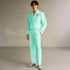Cropped Men's Suits Formal Wedding Groomsmen 2 Piece Jacket Pants Sets Fashion Male Clothing High Quality Male Clothing Costume