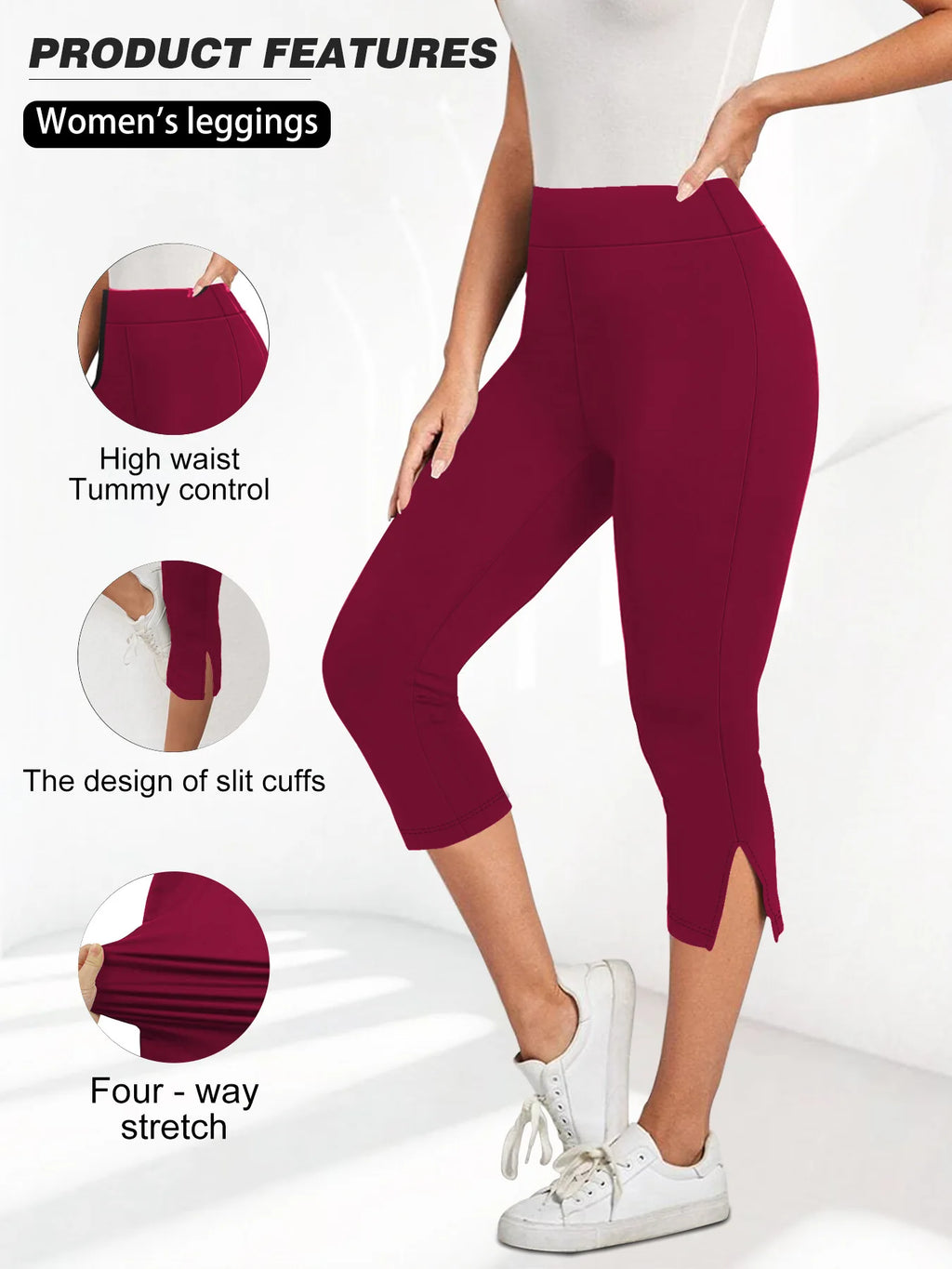 Women's High-Waisted Seven-Point Leggings Summer Thin Stretchy Fitness Sports Yoga Pants Wearable Outdoor