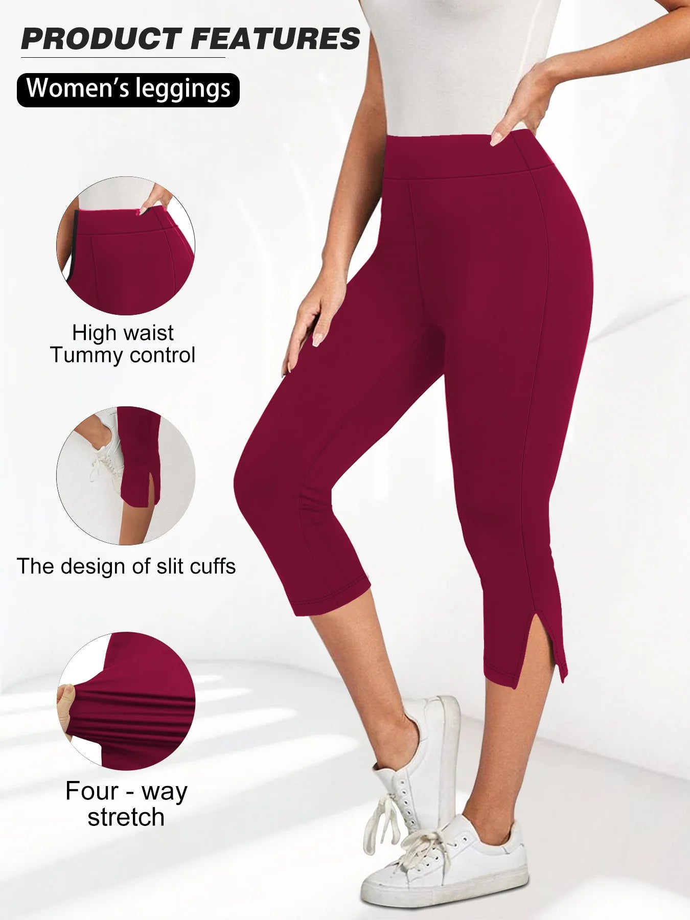 Women's High-Waisted Seven-Point Leggings Summer Thin Stretchy Fitness Sports Yoga Pants Wearable Outdoor