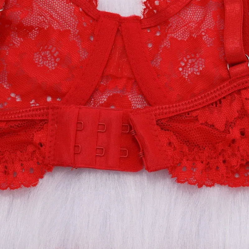 Tornova Sexy Lace Lingerie Suit for Women Mesh See-through Sexy Interesting Lingerie Two-Piece Ladies Body Shaping Underwear Set