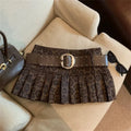Leopard Print High-Waist Short Skirt Women'S Y2k Sexy Hot Girl New Slim Pleated Skirts Aesthetic High Street Retro A-Line Skirt
