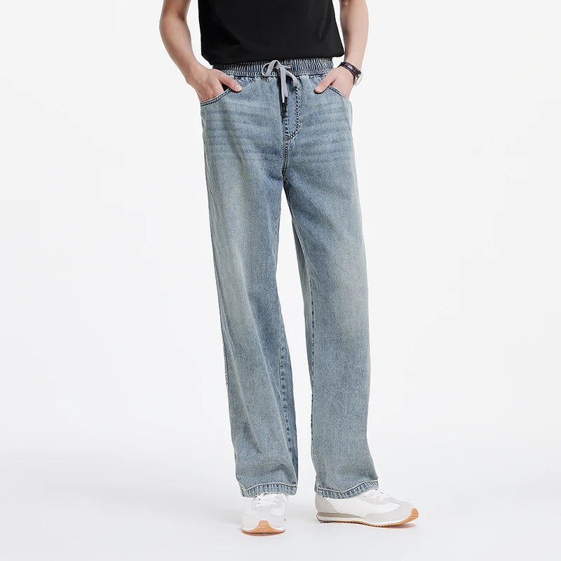 Semir Men Pants Denim American Vintage Loose Straight Leg Trendy Fashion Comfort Commute 2026 Summer Casual Style Top