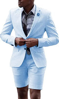 2 Pieces  Men's Casual Suit Single Breasting  Lapel Groomsmen with Short  for Wedding (Blazer+Pants)
