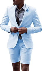 2 Pieces  Men's Casual Suit Single Breasting  Lapel Groomsmen with Short  for Wedding (Blazer+Pants)