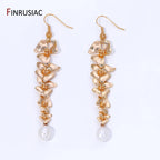 14K Gold Plated Brass Flower Tassel Pendant For Earrings Accessories,Flower Charms Pendant For DIY Jewelry Making Supplies