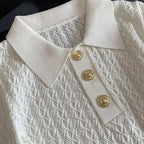 Ice Silk Polo Shirt Knitted Short Sleeve T-Shirt Summer Chic Thin Unique Jacquard Women Tops 2026 Korean Style Women’s Clothing