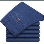 2023 Business Pure Cotton Spring and Summer Thin Men's Jeans Men's Stretch High Waist Loose Fashionable Comfortable Casual Pants