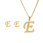 Fashion Stainless Steel A-Z Alphabet Initial Necklace 26 English Letter Earrings Necklace For Women Set Personalize Jewelry Gift