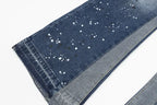 American retro washed letter spliced denim trousers high street trendy brand couple loose straight micro-flared long trousers