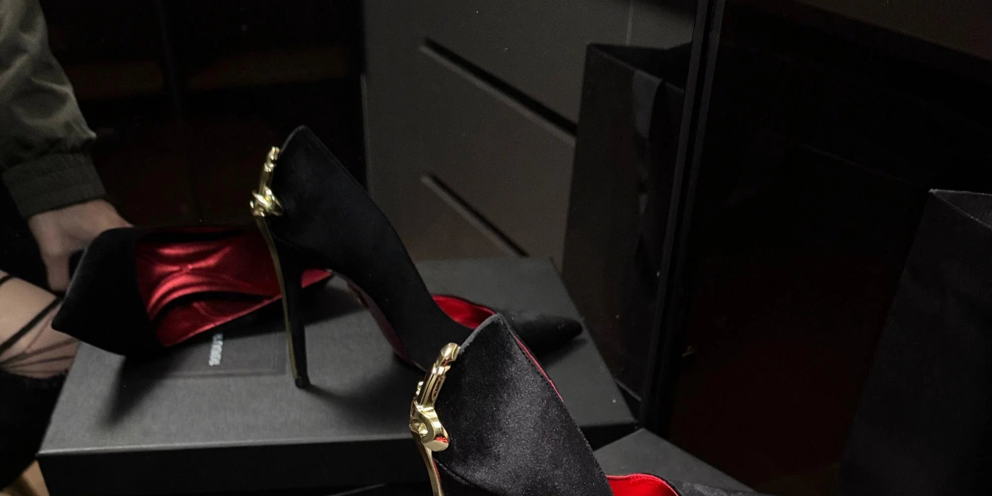 Red Bottom Metal Wand Sexy Sword Pointed Toe Thin Heel Evening Single High Heel Printed Bottom Comfortable Wear Ultra High Heels