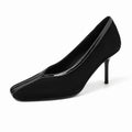 Krazing Pot Superstar Kid Suede Shallow Square Toe High Heels Spring Autumn Shoes Office Lady Party Wedding Dress Women Pumps