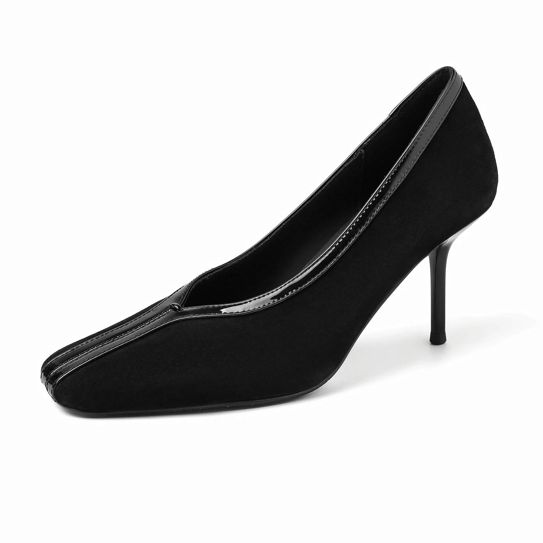 Krazing Pot Superstar Kid Suede Shallow Square Toe High Heels Spring Autumn Shoes Office Lady Party Wedding Dress Women Pumps