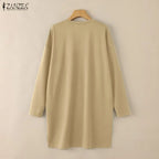 2026 ZANZEA Muslim Hijab Blouse Women Spring Long Tops Turkey Abaya Fashion O Neck Long Sleeve Knitted Shirt IsIamic Clothing