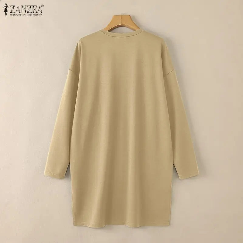 2026 ZANZEA Muslim Hijab Blouse Women Spring Long Tops Turkey Abaya Fashion O Neck Long Sleeve Knitted Shirt IsIamic Clothing