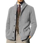 Casual Fashion Men's Lapel Pure Cardigan Solid Color Sweater in Autumn and Winter Warm Knitted Jacket