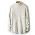 Fall/Winter 100% Wool Men's Turtleneck Thicken Sweater Jacquard Solid Cashmere Knitted Bottom Shirt