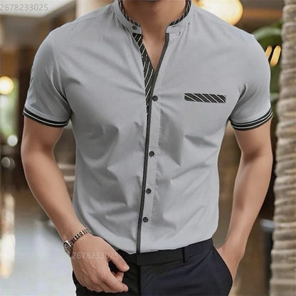Men's shirt new 3D printed shirt Men's business office wear Men's short sleeve fashion casual breathable fabric XS-6XL