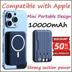New LaunchMagnetic Wireless Fast Charging Power Bank Built-in Cable Mini Compact Portable External Battery Pack for Cell Phones