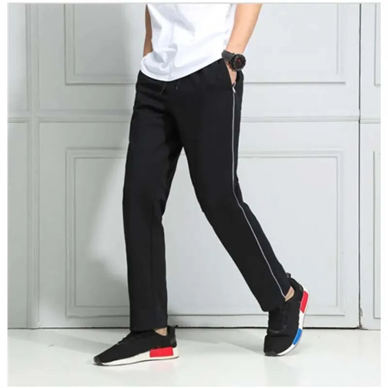 2024 Spring Summer Men's Casual Sweatpants Men Basic Trousers Tracksuit Side Stripe Slim Breathable Sportswear Track Pants