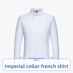 Men's Empire Neck French Cufflink Shirt Slim Fit Business Dress Assorted Cufflinks Lead Needle Large Tip Neck Men's White Shirt
