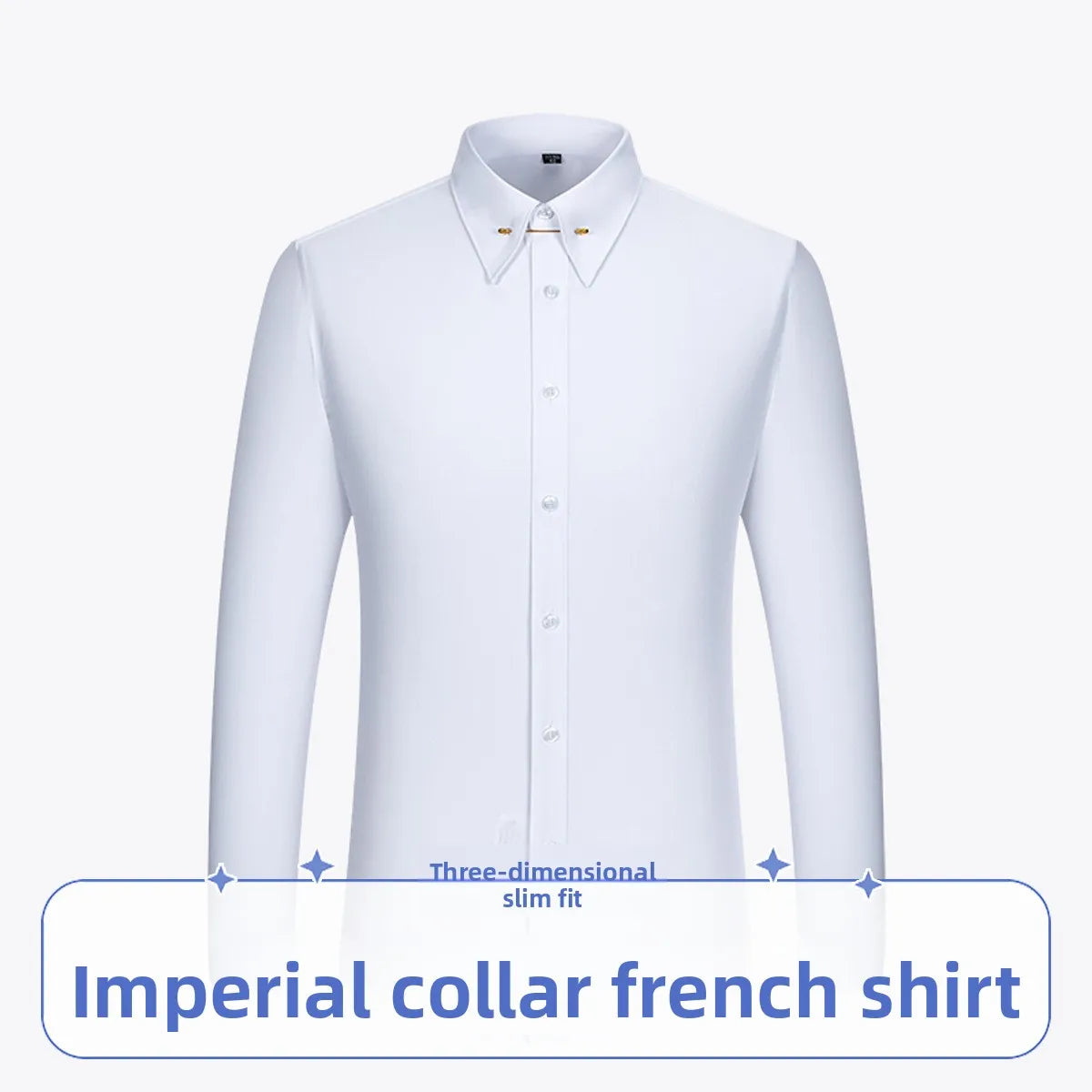 Men's Empire Neck French Cufflink Shirt Slim Fit Business Dress Assorted Cufflinks Lead Needle Large Tip Neck Men's White Shirt