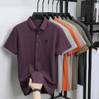 100% pure cotton summer new men's short sleeved polo shirt design high-end brand penguin embroidery business comfortable T-shirt