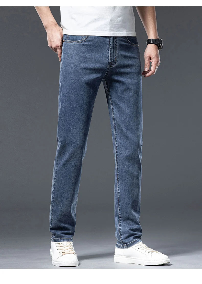 2026 Y2k Pants Men Thin Lyocell Spring Summer Classic Korean Youthful Vitality Men's  Jeans Lightweight Stretch Trousers