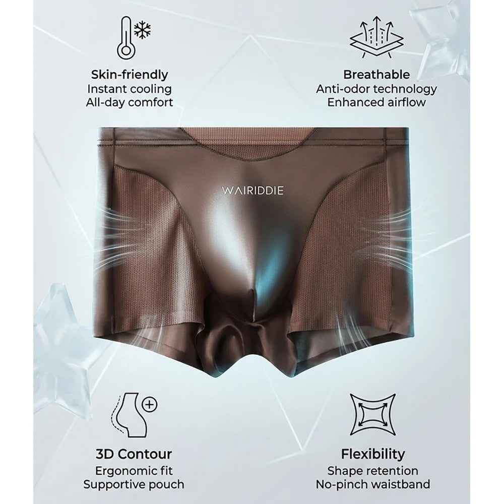 1/3PCS Luxury Satin-like Ice Silk Men Underwear Cool Breathable Double-side Mesh Men's Panties High Elastic Seamless Lingeries