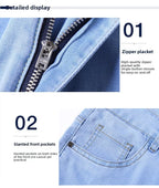 2026 Spring Summer 70% Lyocell Jeans Regular Fit Straight Ice Silk Style Business Casual Light Blue Stretch Cotton Denim
