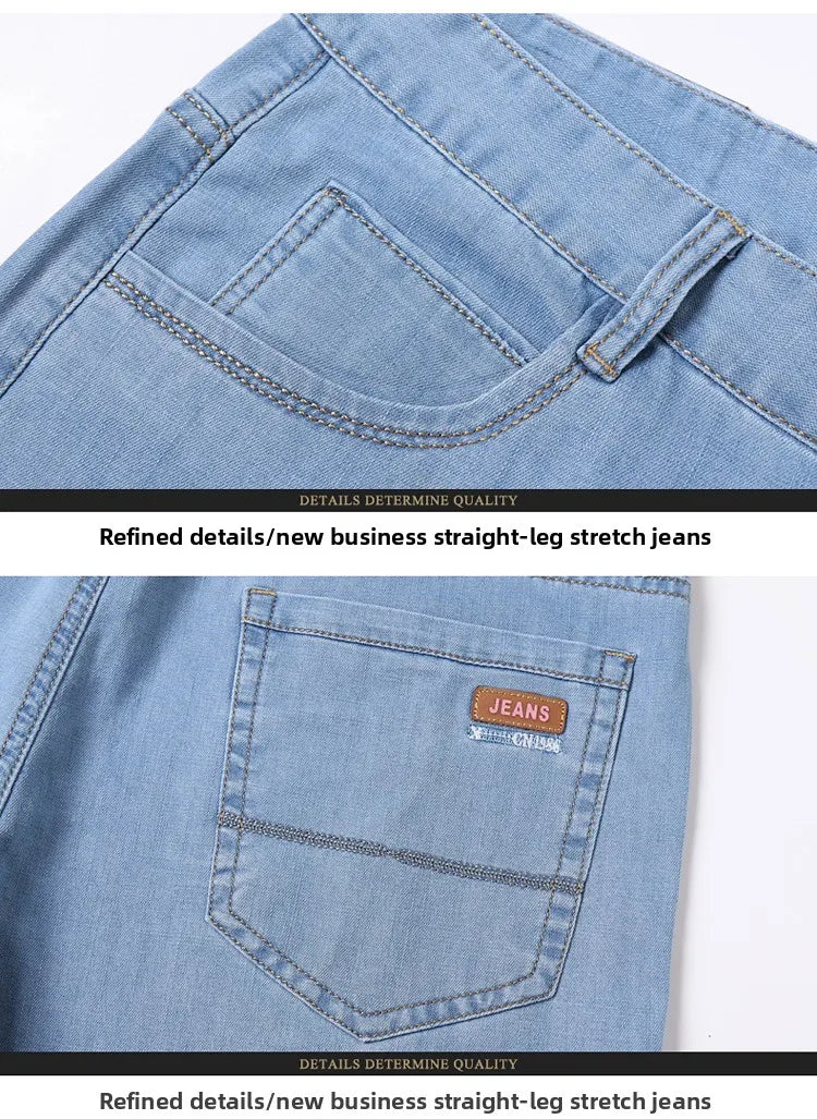 2026  New In Summer Thin Jeans Men's Loose Lightweight High Quality Straight Trendy Versatile Long Pants