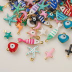 20pcs Stainless Steel Enamel Charms Mixed Moon Star Cross Fish Animal Charm Pendant DIY for Necklace Bracelet Jewelry Making