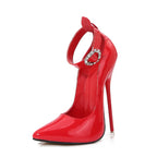 Hlieny Super High Heels 16cm Women Pumps Stilettos Heel Pointed Toe Ladies Ankle Crystal Buckle Strap Sandals Nightclub Shoes