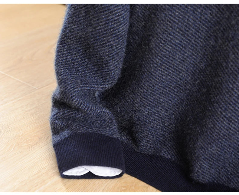 100% pure cashmere men's high-end brand semi-high neck thickened business casual autumn and winter mid-high neck base sweater