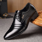 Mens Black Genuine Leather Cap Toe Lace Up Formal Business Office Groom Wedding Daily Wear Dress Shoes British Style Fashion