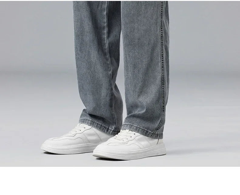 2026 New Summer Ultra-thin Lyocell Men's Jeans Drape Soft Fabric Loose Straight Casual Denim Pant Elastic Ice Silk Male Trousers