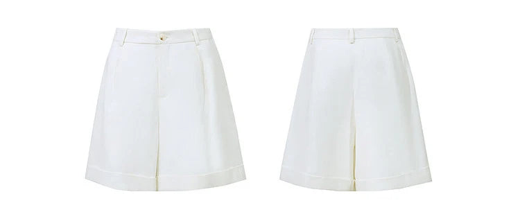 Amii Women's Shorts 2026 Summer New Rolled Casual Cotton Pants Cuffed Hem Solid Color Versatile Basic Woman Clothes 12622140