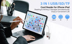 OTG 3 in 1 TF SD Card Reader Data Transmission Splitter Camera Reader Adapter for iPhone 15 14 13 12 11 XR Pro Max XR Android