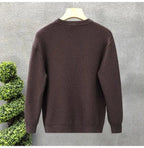 Korean Style Men's Sweater Vertical Stripes Round Neck Pullovers High Quality Inner Soft Knitted Fashion Versatile Undershirt