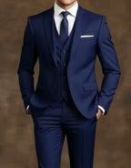 Elegant Men's Suit Sets- Slim Fit Tuxedo Set for Weddings & Formal Occasions, Black Suit