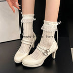 Thin High Heel Women Mary Jane Shoes Concise Shallow Belt Buckle Shoes Spring Autumn Ladies Elegant Wedding Dancing Pumps