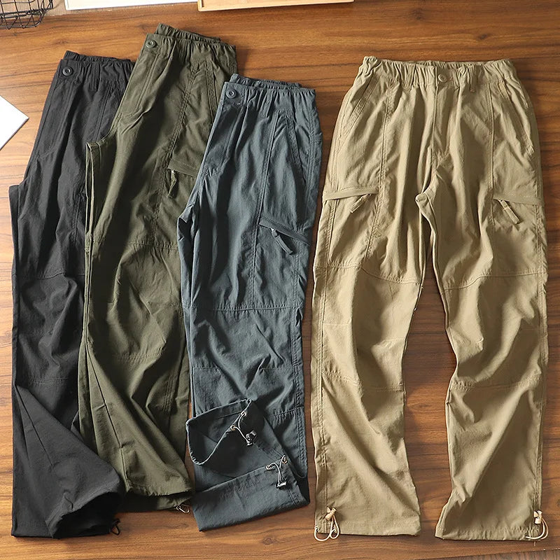 Men's Summer Cargo Pants Outdoor Street Fashion Spring Slacks Baggy Joggers Hiking Long Loose Vintage Long Trousers For Men